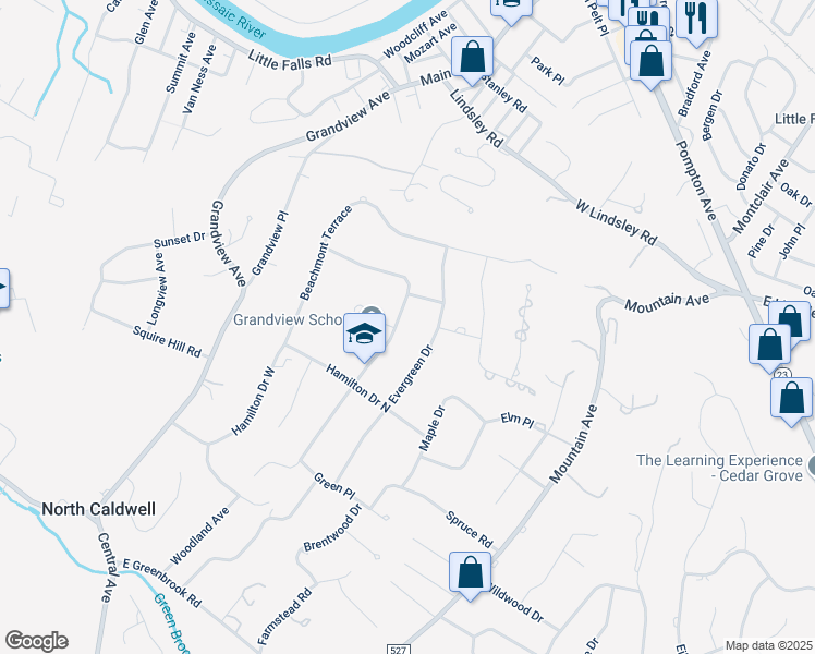 map of restaurants, bars, coffee shops, grocery stores, and more near 38 Hamilton Drive East in Caldwell