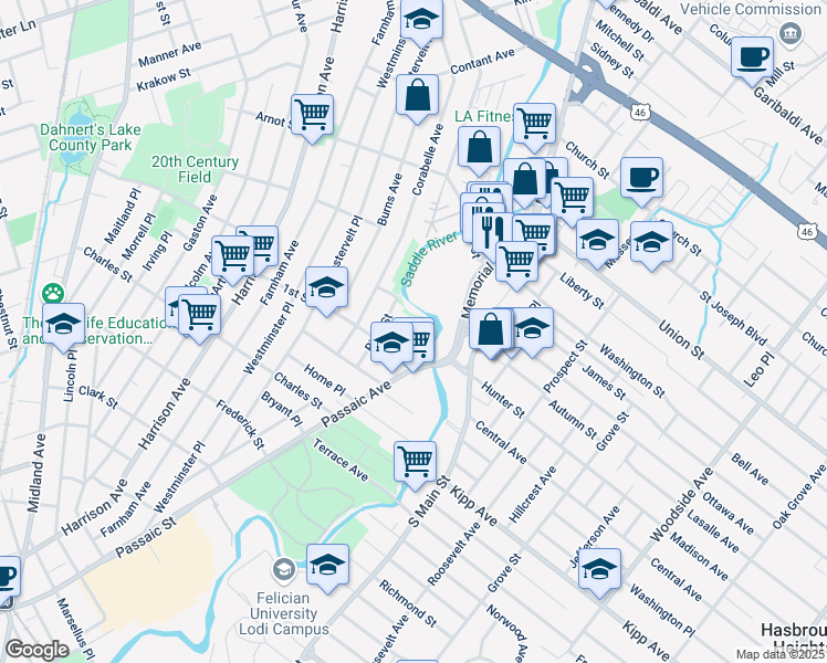 map of restaurants, bars, coffee shops, grocery stores, and more near 30 Bernice Place in Lodi