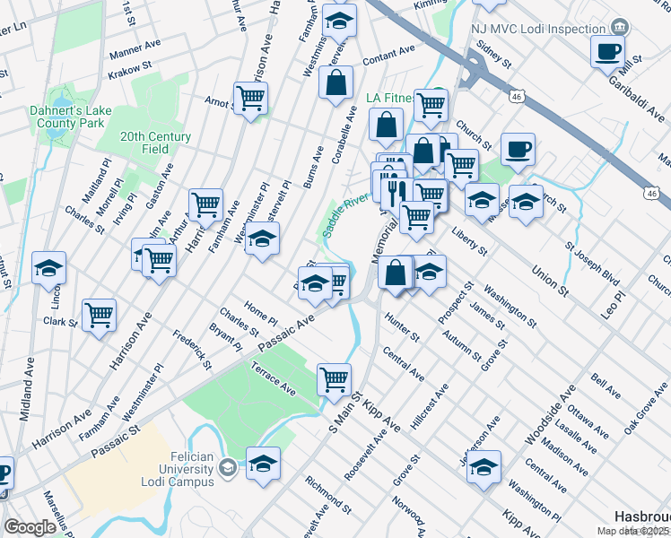 map of restaurants, bars, coffee shops, grocery stores, and more near 30 Bernice Place in Lodi