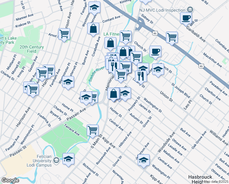 map of restaurants, bars, coffee shops, grocery stores, and more near 4 Memorial Dr in Lodi