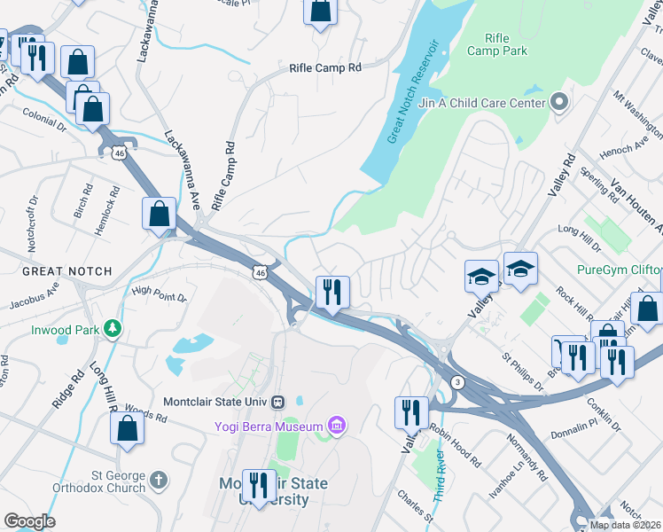 map of restaurants, bars, coffee shops, grocery stores, and more near 4 Quarry Drive in Woodland Park