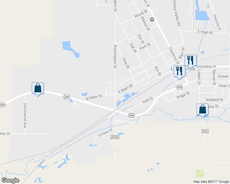 map of restaurants, bars, coffee shops, grocery stores, and more near 8 Washington Street in Leetonia