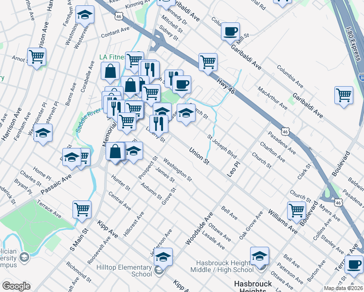 map of restaurants, bars, coffee shops, grocery stores, and more near 125 Union Street in Lodi
