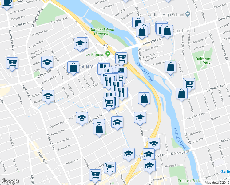 map of restaurants, bars, coffee shops, grocery stores, and more near 213 Dayton Avenue in Clifton