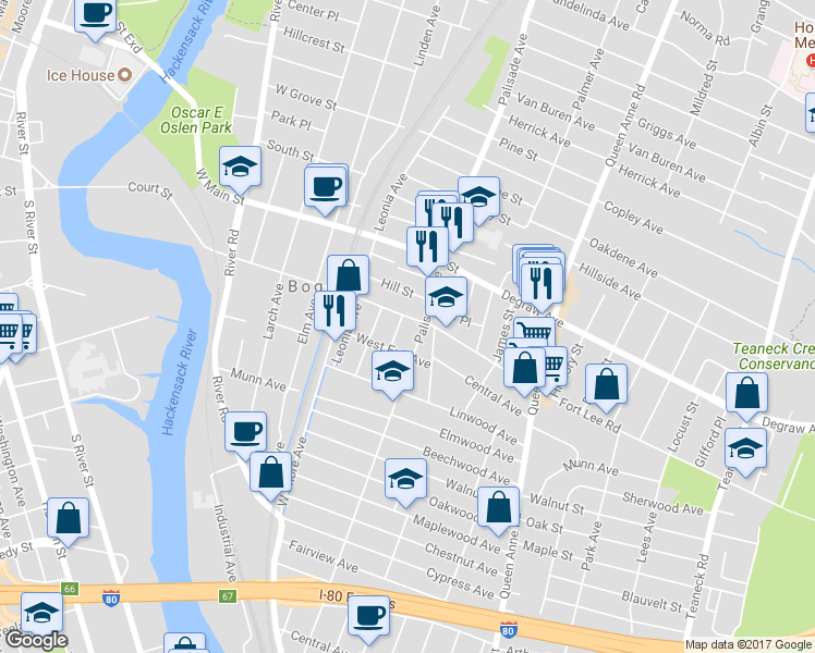 map of restaurants, bars, coffee shops, grocery stores, and more near 255 Summit Avenue in Bogota