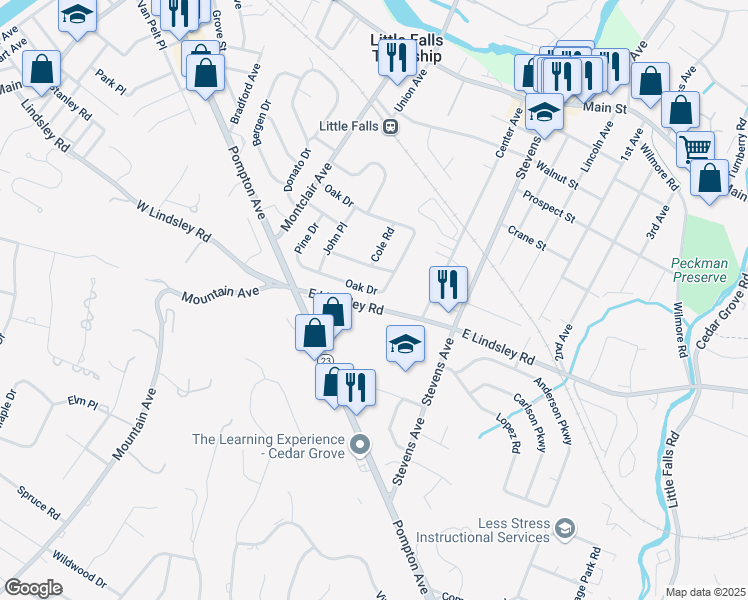 map of restaurants, bars, coffee shops, grocery stores, and more near 84 Pine Drive in Cedar Grove