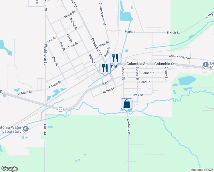 map of restaurants, bars, coffee shops, grocery stores, and more near 85 Madison Street in Leetonia