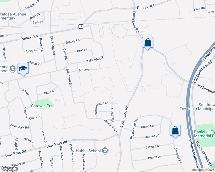 map of restaurants, bars, coffee shops, grocery stores, and more near 26 Arleigh Road in East Northport