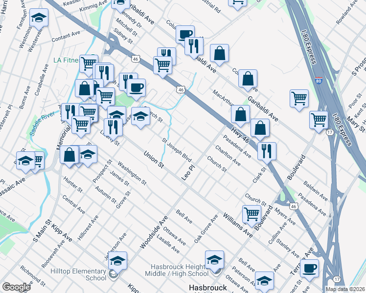 map of restaurants, bars, coffee shops, grocery stores, and more near 6 Stokes Street in Lodi