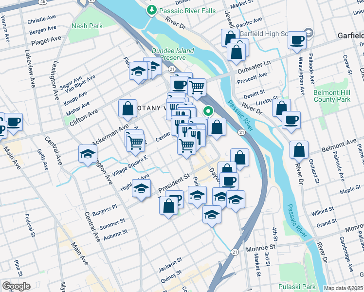 map of restaurants, bars, coffee shops, grocery stores, and more near 1 Forstmann Court in Clifton