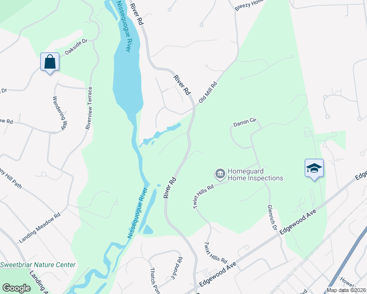 map of restaurants, bars, coffee shops, grocery stores, and more near 300 River Road in Saint James