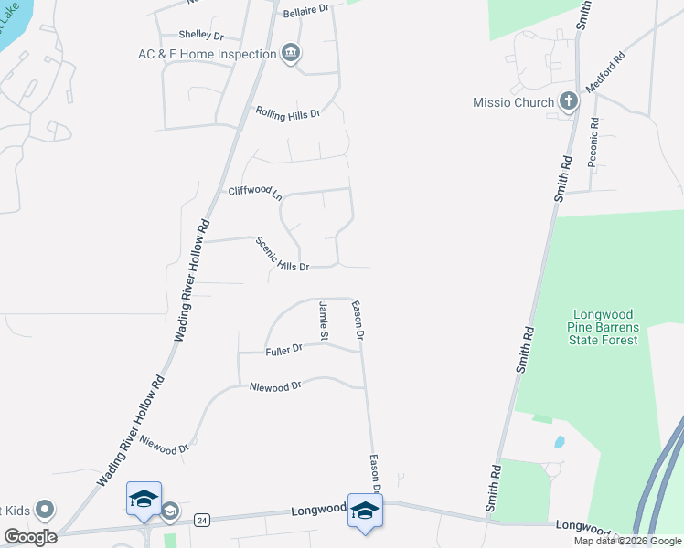 map of restaurants, bars, coffee shops, grocery stores, and more near 4 Fox Hollow Lane in Ridge