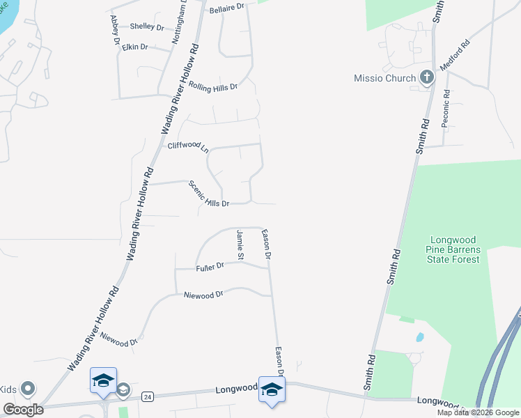 map of restaurants, bars, coffee shops, grocery stores, and more near 4 Fox Hollow Lane in Ridge