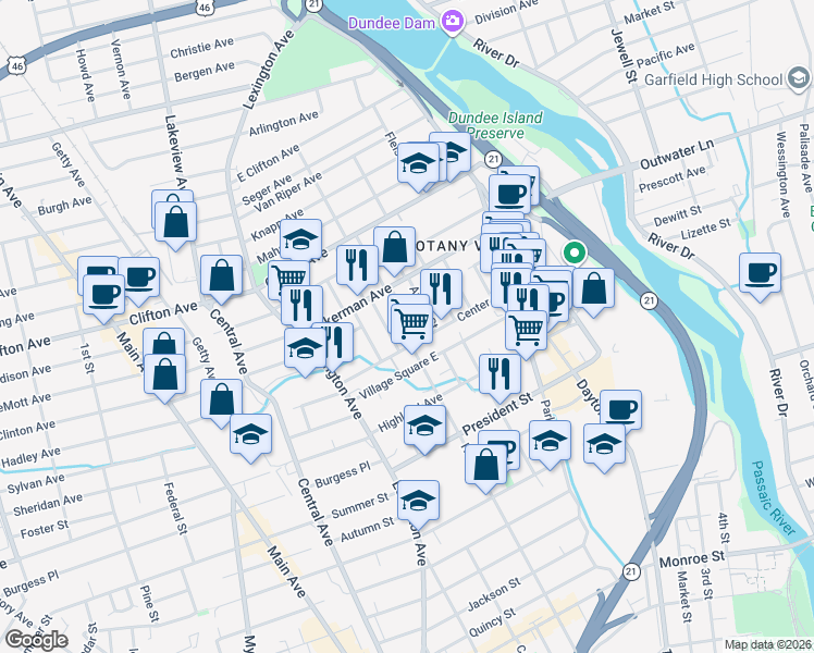 map of restaurants, bars, coffee shops, grocery stores, and more near 15 Holden Street in Clifton