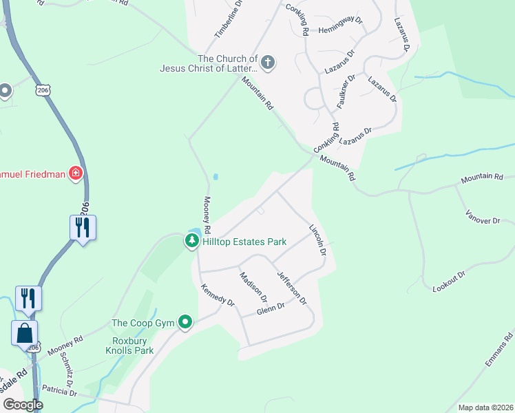 map of restaurants, bars, coffee shops, grocery stores, and more near 15 Conkling Road in Roxbury Township