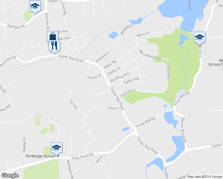 map of restaurants, bars, coffee shops, grocery stores, and more near 250 Oyster Bay Road in Locust Valley