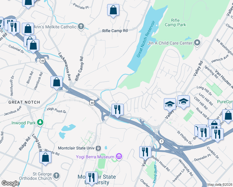 map of restaurants, bars, coffee shops, grocery stores, and more near 4 Quarry Drive in Woodland Park