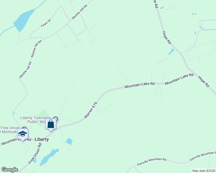 map of restaurants, bars, coffee shops, grocery stores, and more near 395 Mountain Lake Road in Liberty
