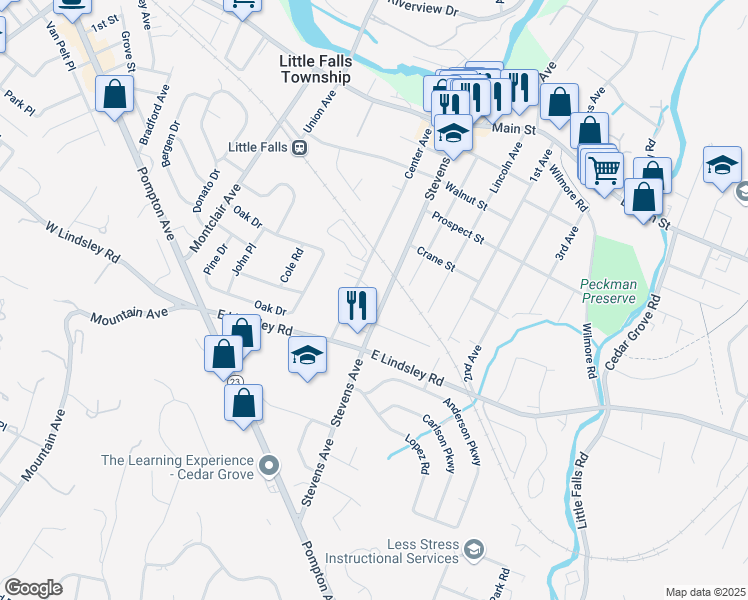 map of restaurants, bars, coffee shops, grocery stores, and more near 209 Stevens Avenue in Cedar Grove