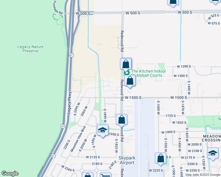 map of restaurants, bars, coffee shops, grocery stores, and more near 1407 South 1860 West in Woods Cross