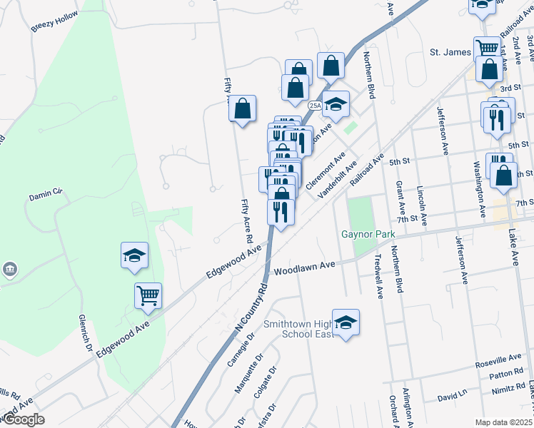 map of restaurants, bars, coffee shops, grocery stores, and more near 14 Fifty Acre Road in Saint James
