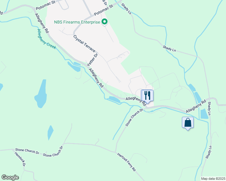 map of restaurants, bars, coffee shops, grocery stores, and more near 500 Allegheny Road in Mount Bethel