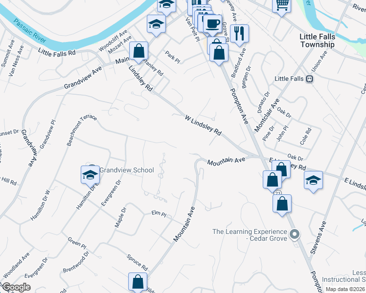 map of restaurants, bars, coffee shops, grocery stores, and more near 11 Beachmont Terrace in Caldwell