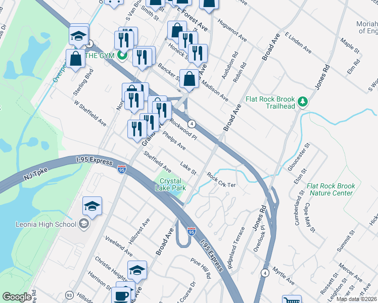 map of restaurants, bars, coffee shops, grocery stores, and more near 139 Phelps Avenue in Englewood