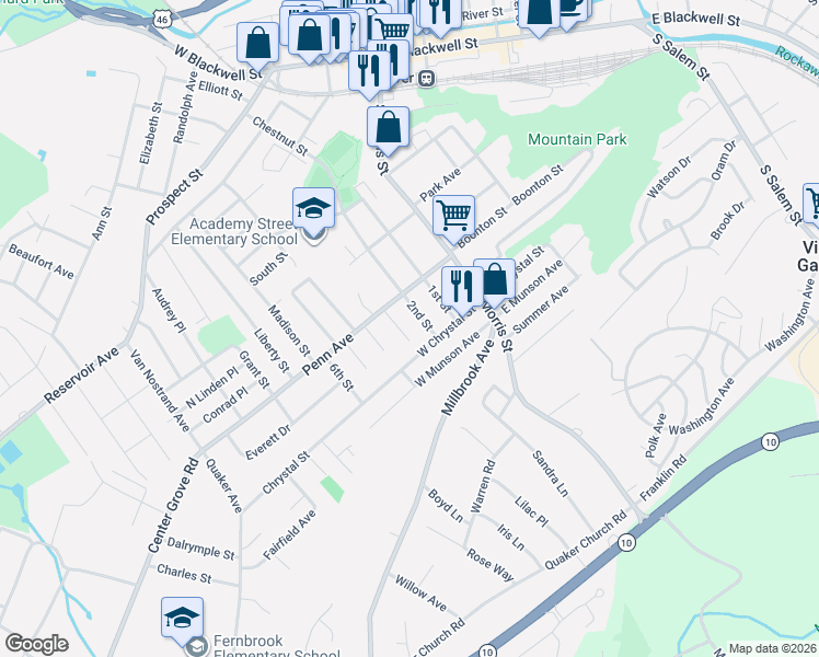map of restaurants, bars, coffee shops, grocery stores, and more near 20 2nd Street in Dover