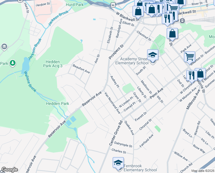 map of restaurants, bars, coffee shops, grocery stores, and more near 1 Fred Terrace in Dover