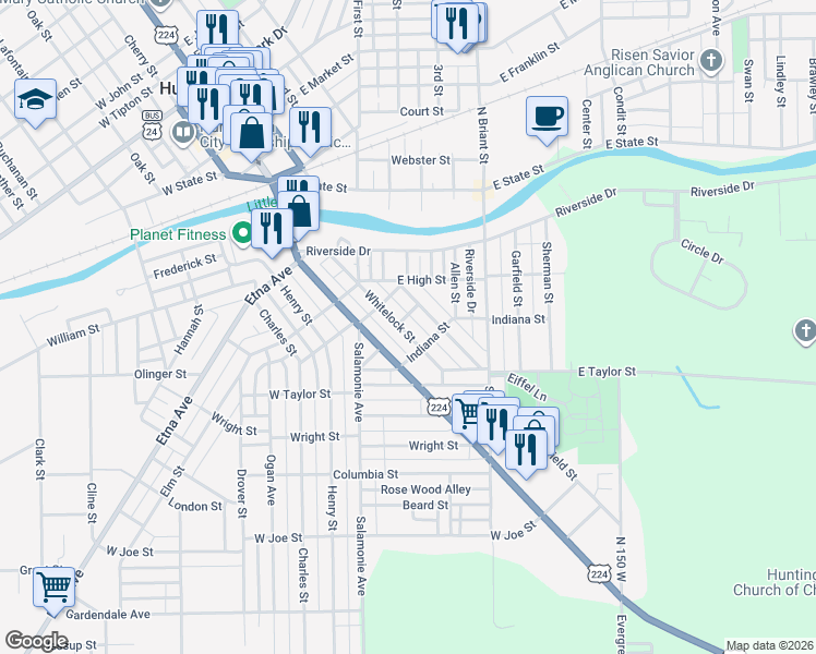 map of restaurants, bars, coffee shops, grocery stores, and more near 416 Mayne St in Huntington