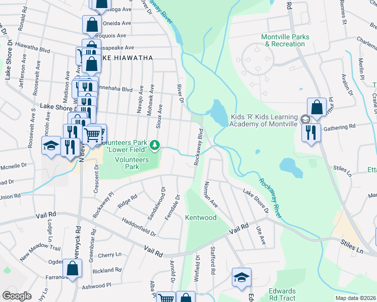 map of restaurants, bars, coffee shops, grocery stores, and more near 41 Rockaway Boulevard in Parsippany-Troy Hills