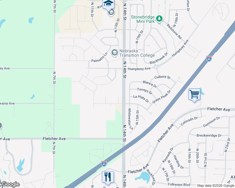 map of restaurants, bars, coffee shops, grocery stores, and more near 1217 Garden Valley Road in Lincoln