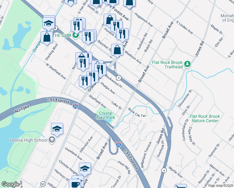 map of restaurants, bars, coffee shops, grocery stores, and more near 139 Phelps Avenue in Englewood