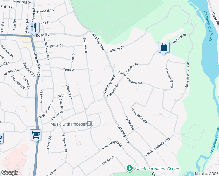 map of restaurants, bars, coffee shops, grocery stores, and more near 419 Landing Avenue in Smithtown
