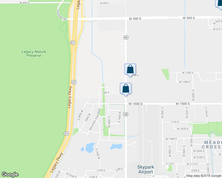 map of restaurants, bars, coffee shops, grocery stores, and more near 1877 West 1300 South in Woods Cross