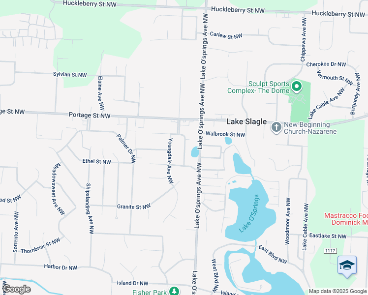 map of restaurants, bars, coffee shops, grocery stores, and more near 6595 Ravenwood Avenue Northwest in Canton