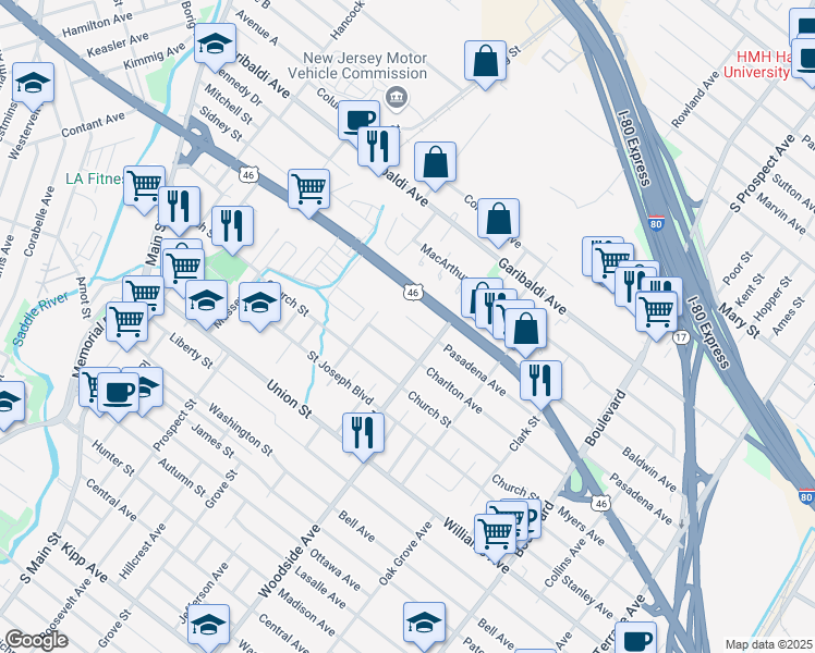 map of restaurants, bars, coffee shops, grocery stores, and more near 12 Pasadena Avenue in Lodi
