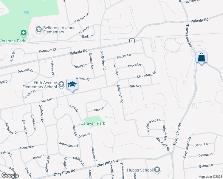 map of restaurants, bars, coffee shops, grocery stores, and more near 1192 5th Avenue in East Northport