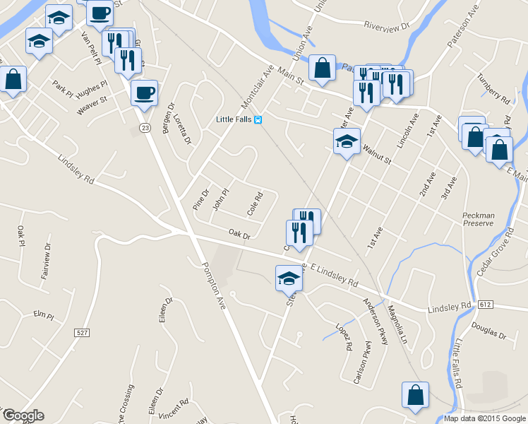 map of restaurants, bars, coffee shops, grocery stores, and more near 81 Oak Drive in Cedar Grove