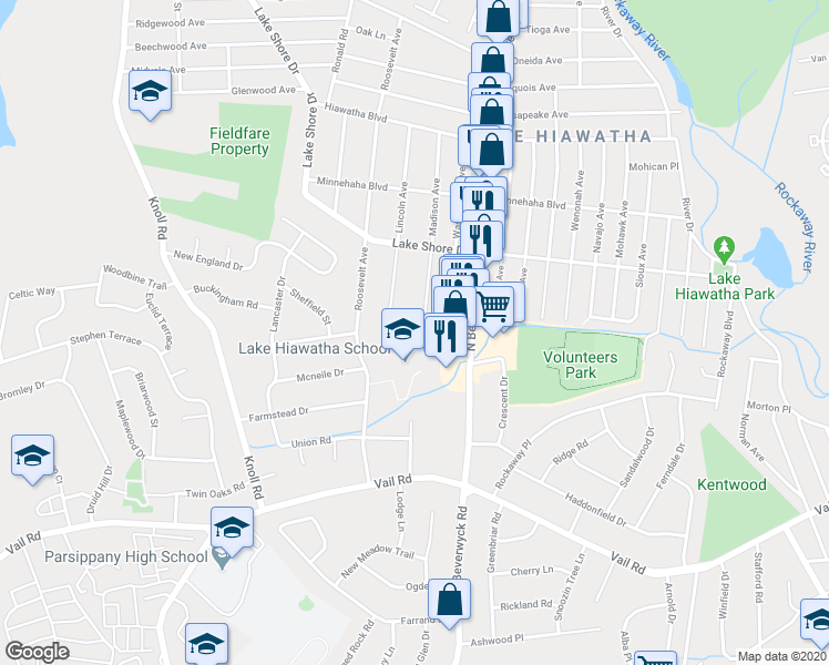 map of restaurants, bars, coffee shops, grocery stores, and more near 51 Lincoln Gardens in Parsippany-Troy Hills
