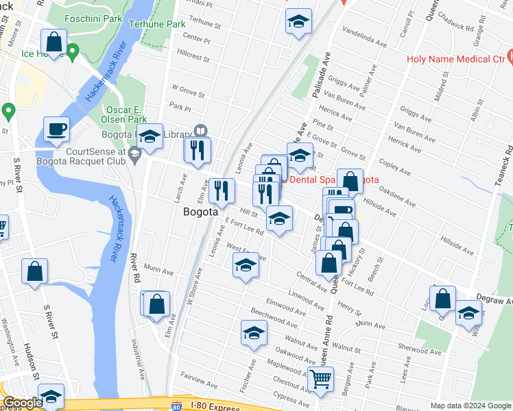 map of restaurants, bars, coffee shops, grocery stores, and more near 62 Third Place in Bogota