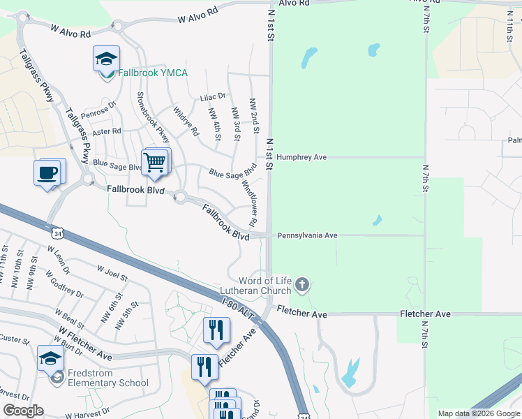 map of restaurants, bars, coffee shops, grocery stores, and more near 162 Pennsylvania Avenue in Lincoln