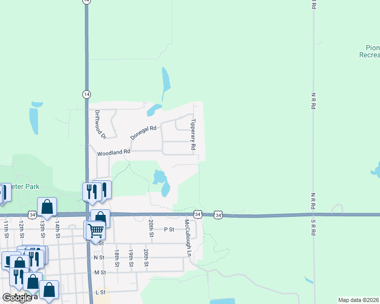 map of restaurants, bars, coffee shops, grocery stores, and more near 2001 Tipperary Road in Aurora