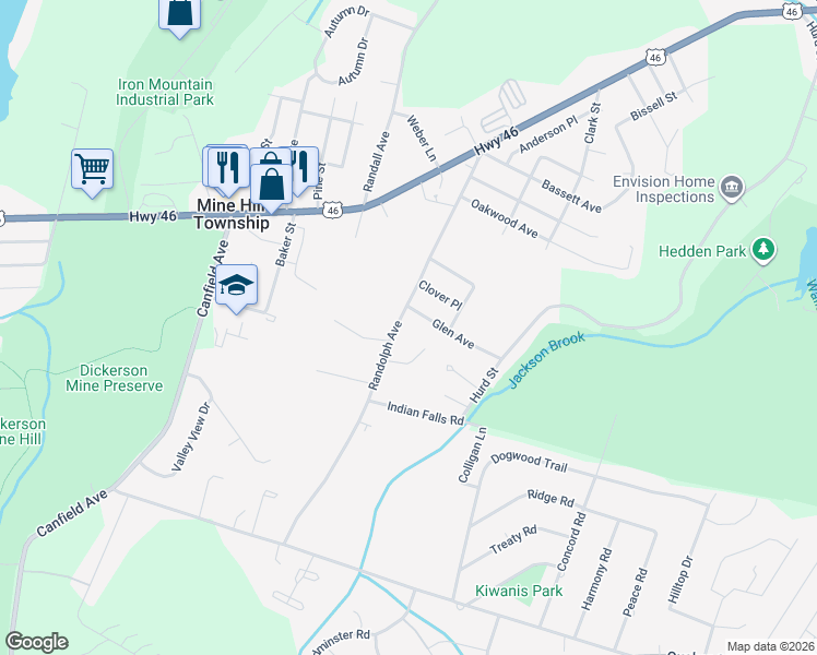 map of restaurants, bars, coffee shops, grocery stores, and more near 82 Randolph Avenue in Mine Hill Township