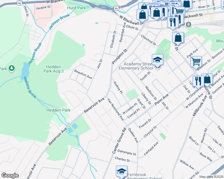 map of restaurants, bars, coffee shops, grocery stores, and more near 1 Fred Terrace in Dover