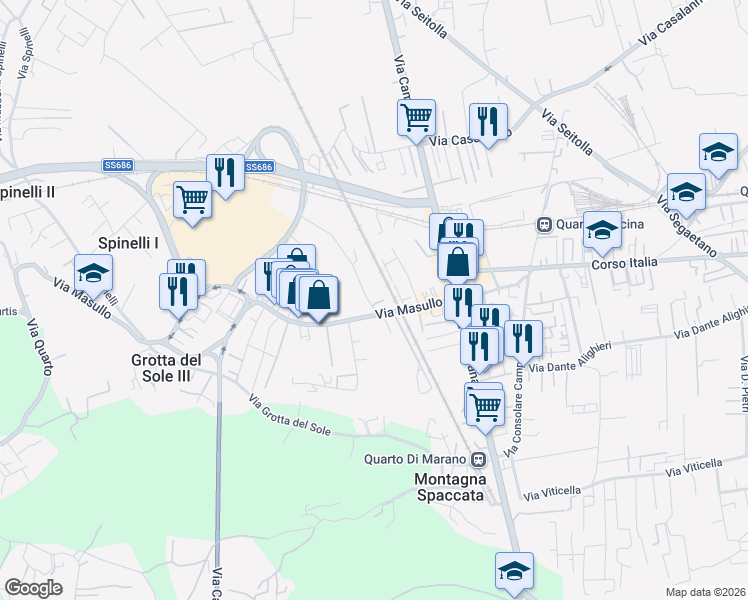 map of restaurants, bars, coffee shops, grocery stores, and more near 30 Via Masullo in Quarto