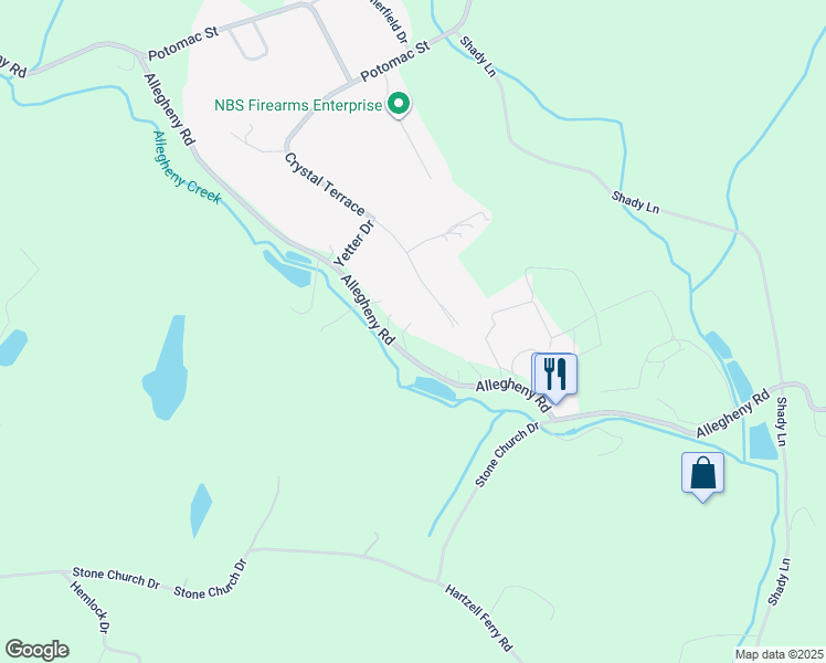 map of restaurants, bars, coffee shops, grocery stores, and more near 500 Allegheny Road in Mount Bethel