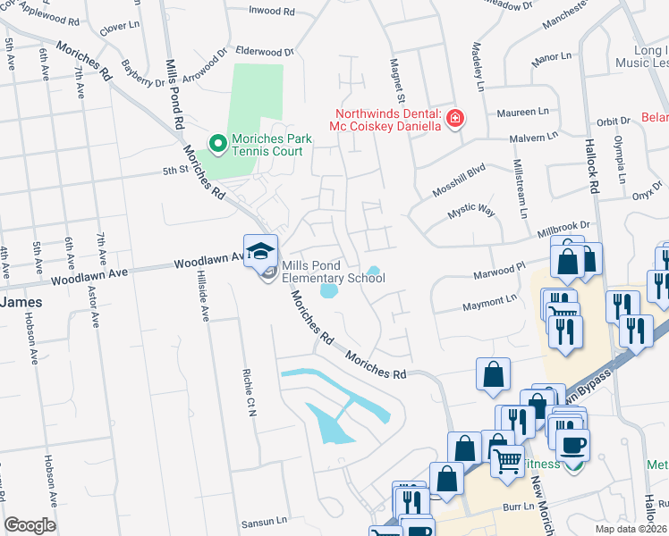 map of restaurants, bars, coffee shops, grocery stores, and more near 803 Gotham Court South in Saint James