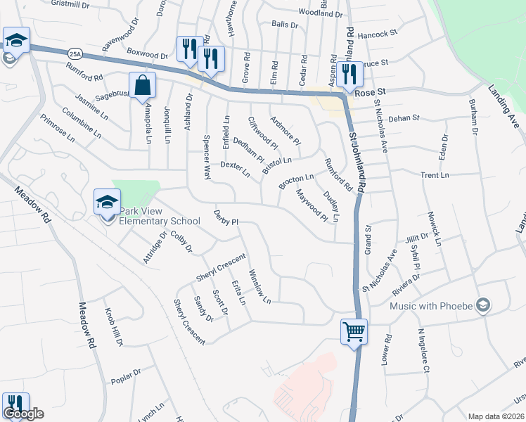 map of restaurants, bars, coffee shops, grocery stores, and more near 2 Ashland Dr in Kings Park